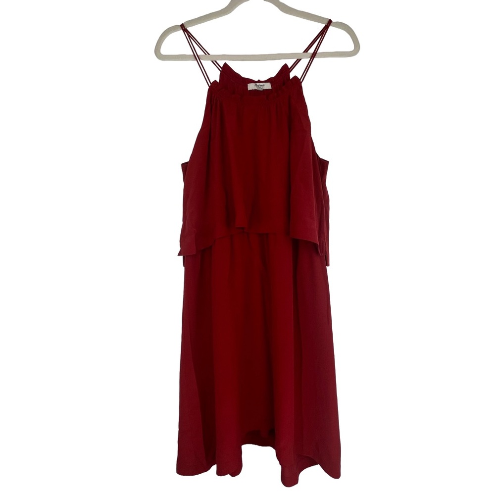 Madewell 100% Silk Red Strappy Sleeveless Midi Dress Size 10